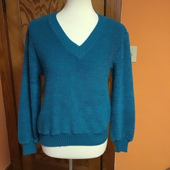 Vintage 70s v neck velour sweater - Picture 7 of 9